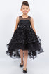Girls Illusion Princess Top 3D Flower High Low Skirt Flower Girl Dress 2-12
